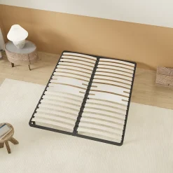 Sommier 140 x 200 cm à lattes en bois - Renfort lombaire - 7 Pieds - Résistant, stable et durable