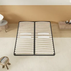 Sommier 160 x 200 cm à lattes en bois - Renfort lombaire - 7 Pieds - Résistant, stable et durable