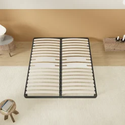 Sommier 120 x 190 cm à lattes en bois - Renfort lombaire - 7 Pieds - Résistant, stable et durable