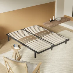 Sommier 120 x 190 cm à lattes en bois - Renfort lombaire - 7 Pieds - Résistant, stable et durable