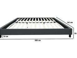 Sommier "Andy" en tissu 140 x 190cm Gris anthracite