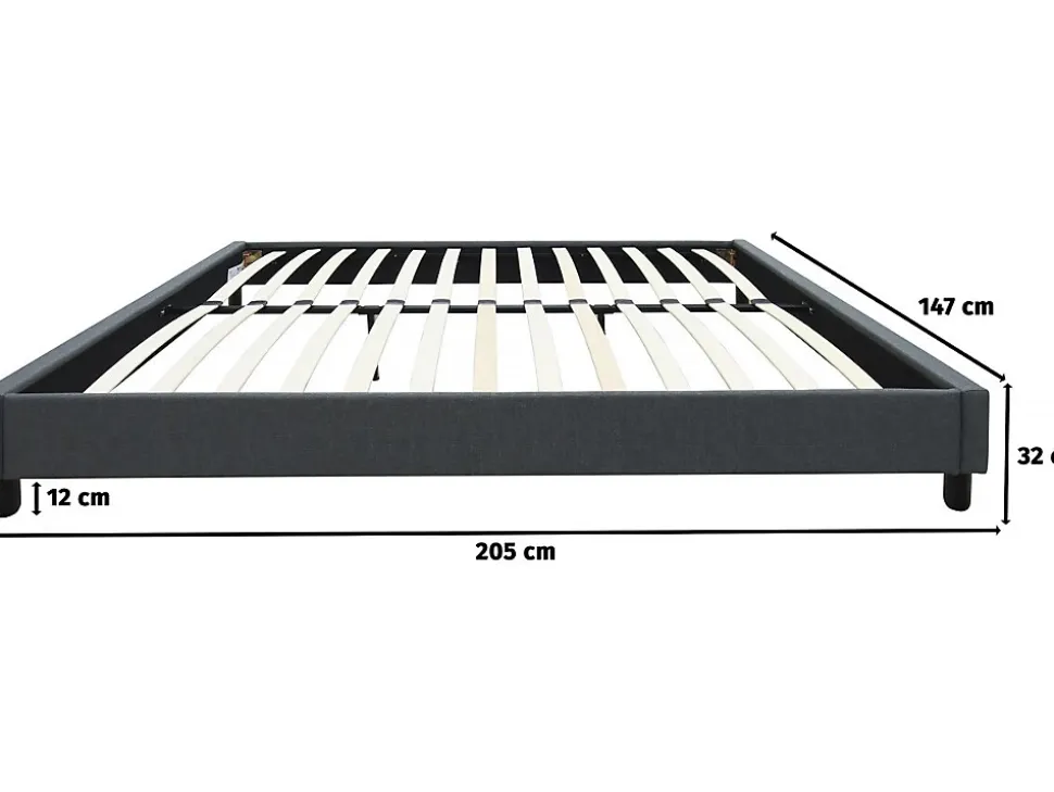 Sommier "Andy" en tissu 140 x 190cm Gris anthracite