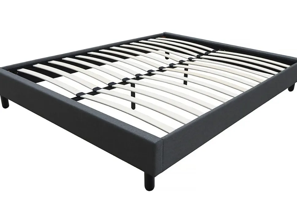 Sommier "Andy" en tissu 140 x 190cm Gris anthracite