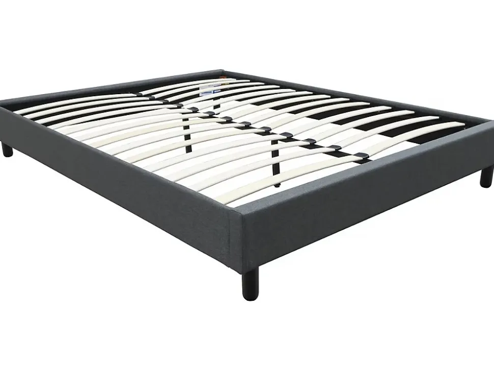 Sommier "Andy" en tissu 140 x 190cm Gris anthracite