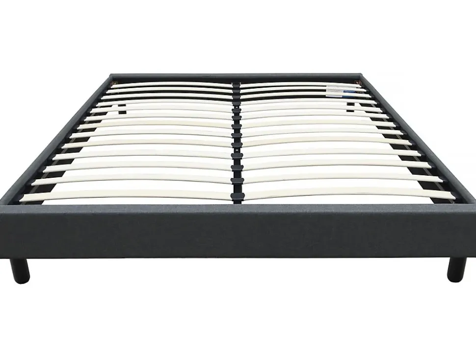 Sommier "Andy" en tissu 140 x 190cm Gris anthracite