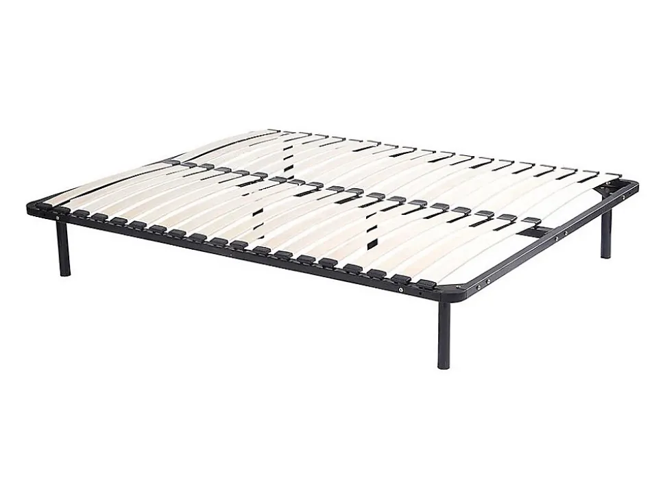 Sommier cadre à lattes 180 x 200 cm - 2x19 lattes - Avec pieds - Noir - KALISTA de YSMÉE