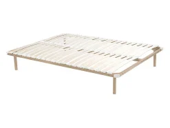Sommier cadre à lattes 140 x 190 cm - 2x19 lattes avec pieds - Beige - KALISTA de YSMÉE