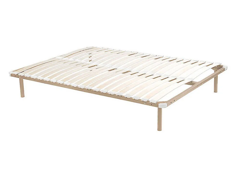 Sommier cadre à lattes 140 x 190 cm - 2x19 lattes avec pieds - Beige - KALISTA de YSMÉE