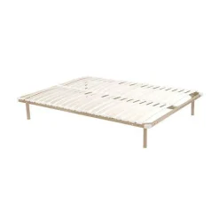 Sommier cadre à lattes 140 x 190 cm - 2x19 lattes avec pieds - Beige - KALISTA de YSMÉE