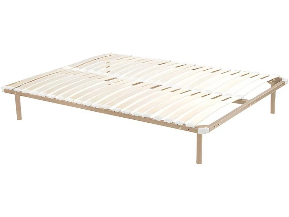 Sommier cadre à lattes 140 x 190 cm - 2x19 lattes avec pieds - Beige - KALISTA de YSMÉE