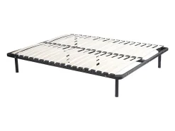 Sommier cadre à lattes 140 x 190 cm - 2x19 lattes - Avec pieds - Noir - KALISTA de YSMÉE