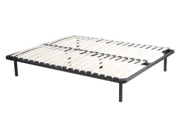Sommier cadre à lattes 160 x 200 cm - 2x19 lattes - Avec pieds - Noir - KALISTA de YSMÉE