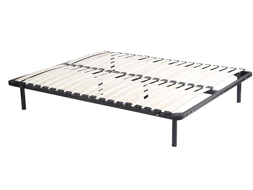 Sommier cadre à lattes 160 x 200 cm - 2x19 lattes - Avec pieds - Noir - KALISTA de YSMÉE