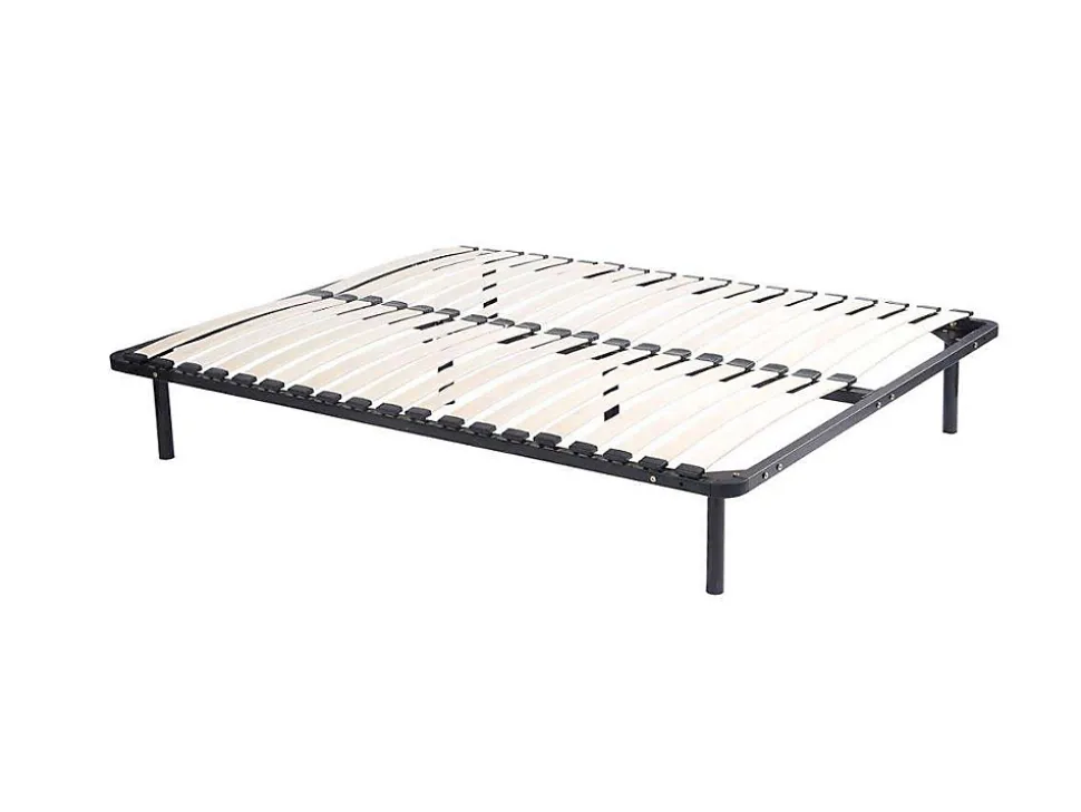 Sommier cadre à lattes 160 x 200 cm - 2x19 lattes - Avec pieds - Noir - KALISTA de YSMÉE