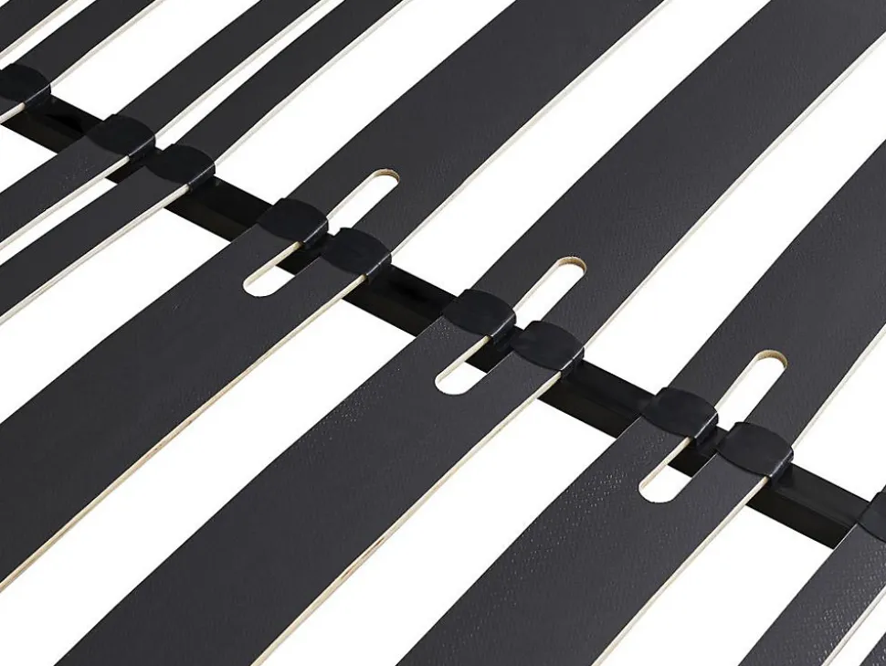 Sommier cadre à lattes 140 x 190 cm - 2 x 15 lattes - 3 zones soutien lombaire renforcé - Sans pied - Noir - CERRISI de YSMÉE