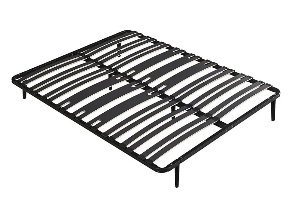 Sommier cadre à lattes 140 x 190 cm - 2 x 15 lattes - 3 zones soutien lombaire renforcé - Avec pied - Noir - CERRISI de YSMÉE