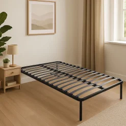 Sommier Cadre à lattes Renforcé 140x190 cm - Compatible avec tous matelas - Soutien réglable - 17 lattes en 9mm - Structure métal