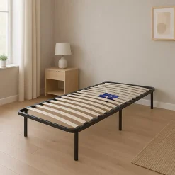 Sommier Cadre à lattes Renforcé 140x190 cm Compatible avec tous matelas Support réglable 17 lattes en 9mm Structure métal 1,2 mm