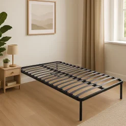 Sommier Cadre à lattes Renforcé 140x190 cm - Compatible avec tous matelas - Soutien réglable - 17 lattes en 9mm - Structure métal