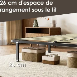 Sommier cadre à lattes 140x190 cm, 2x14 rangs