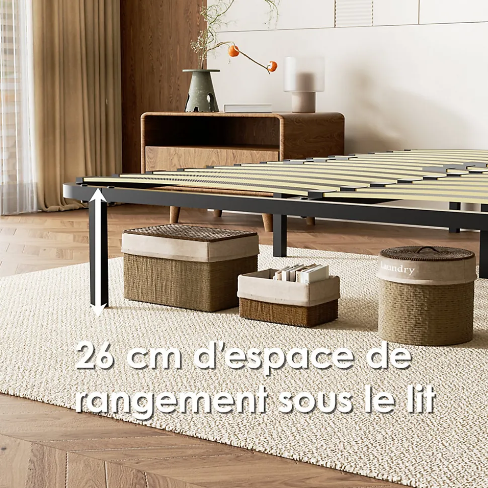 Sommier cadre à lattes 140x190 cm, 2x14 rangs