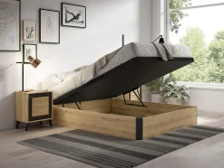 Sommier coffre 140 x 190 cm - Naturel clair et noir - NAMOSI de YSMÉE