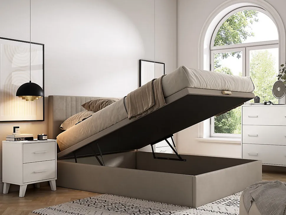 Sommier coffre 160 x 200 cm - Tissu beige - CENOVAS de YSMÉE