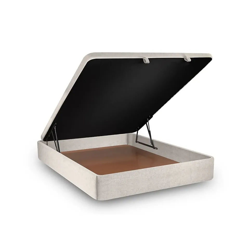 Sommier Coffre Tissu Beige clair 160x200 H39cm