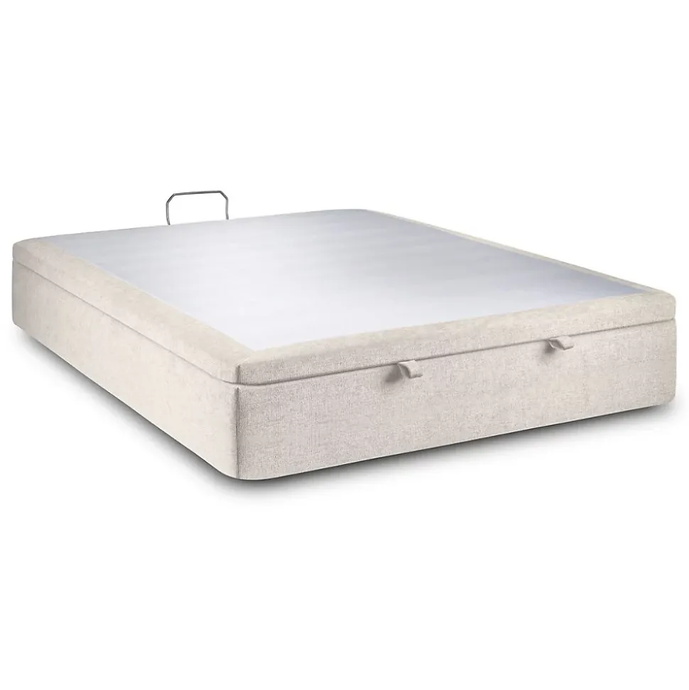 Sommier Coffre Tissu Beige clair 160x200 H39cm