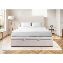 Sommier Coffre Tissu Beige clair 160x200 H39cm