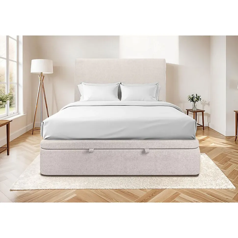 Sommier Coffre Tissu Beige clair 160x200 H39cm