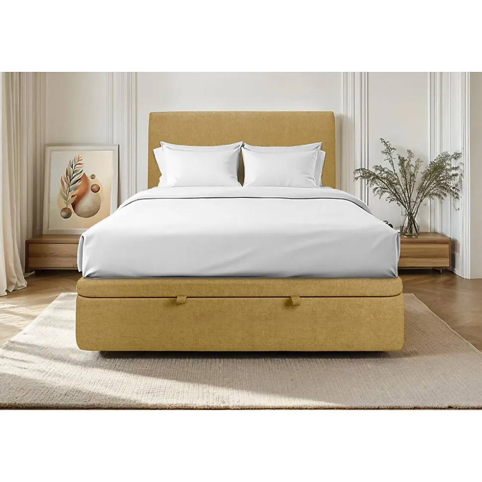 Sommier Coffre Tissu Jaune 140x190 H39cm