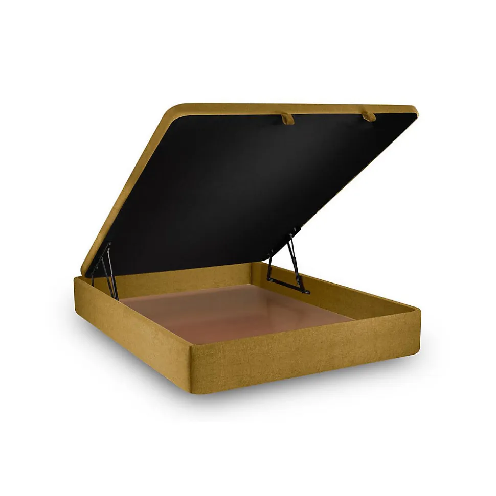 Sommier Coffre Tissu Jaune 140x200 H39cm