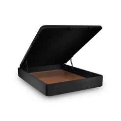 Sommier Coffre Tissu Noir 160x200 H39cm