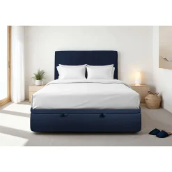 Sommier Coffre Velours Bleu 200x200 H39cm