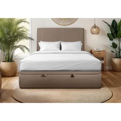 Sommier Coffre Velours Taupe 200x200 H39cm