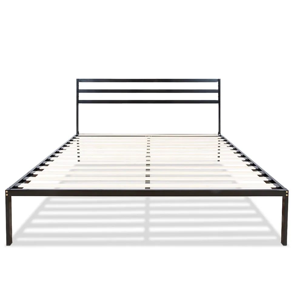 Sommier en métal avec tête de lit Quiétude 140x190 cm Livré en kit