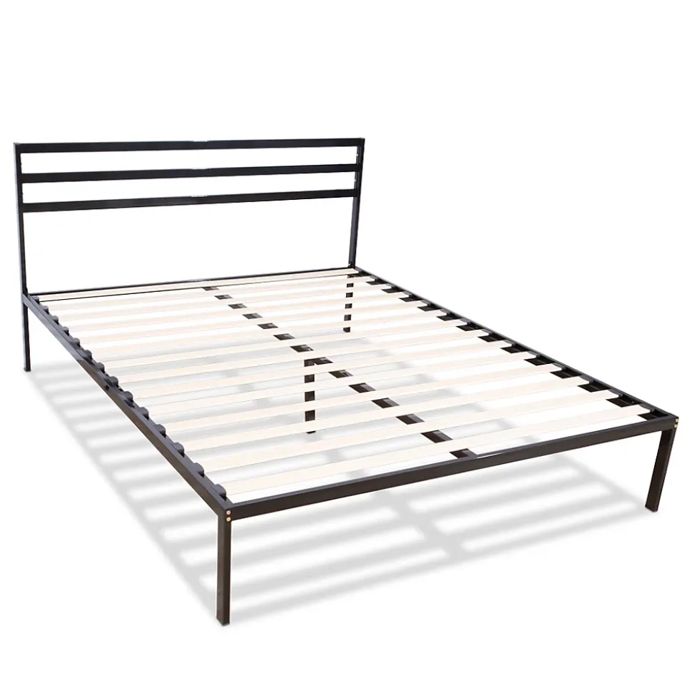 Sommier en métal avec tête de lit Quiétude 140x190 cm Livré en kit