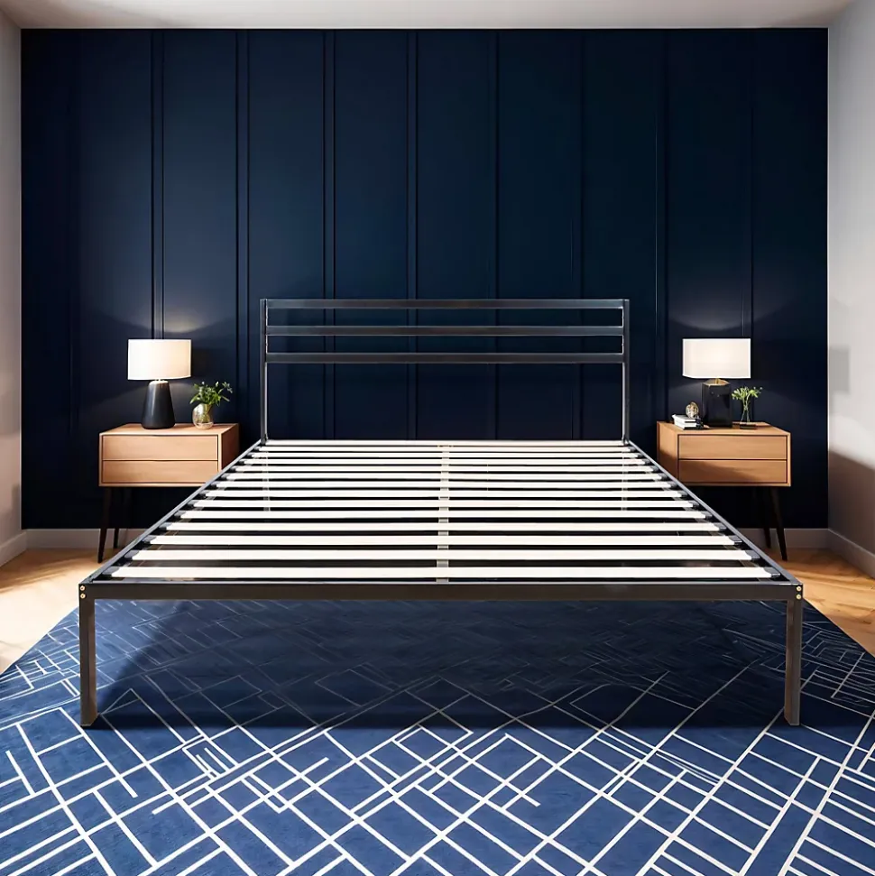 Sommier en métal avec tête de lit Quiétude 140x190 cm Livré en kit