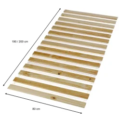 Sommier en pin massif, 15 lattes sans cadre, compatible couchage 80x190 et 80x200 cm