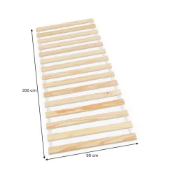 Sommier en pin massif, 15 lattes sans cadre, compatible couchage 90 x 190 et 90 x 200 cm