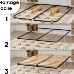 Sommier Ergonomique à Lattes Larges Et Flexibles En Bois De Bouleau 200x200 Cm Sans Pieds