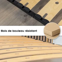 Sommier Ergonomique à Lattes Larges Et Flexibles En Bois De Bouleau 80x200 Cm Sans Pieds