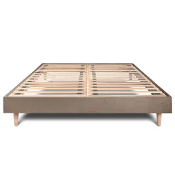 Sommier Kit Velours Taupe 160x200 H29cm