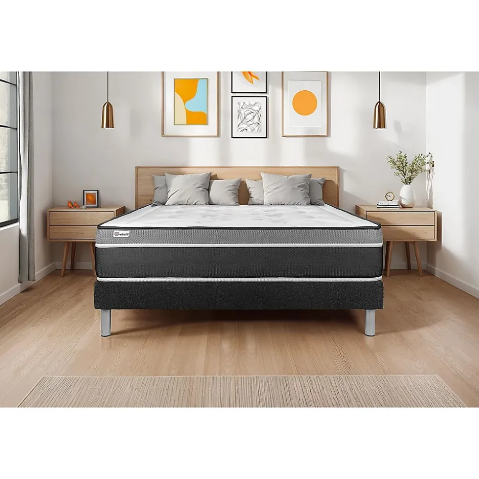 Sommier KIT VITAL'SOM Noir 160 x 200 cm