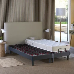 Sommier électrique à plots et matelas 100% latex 2x80x200