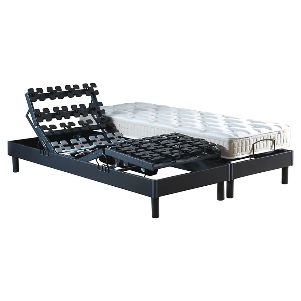 Sommier électrique à plots et matelas 100% latex 2x90x200