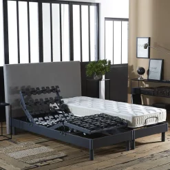 Sommier électrique à plots et matelas 100% latex 2x90x200