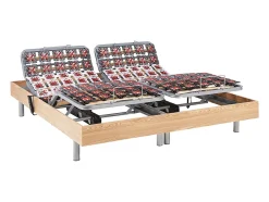 Sommier électrique de relaxation déco 2x78 plots - 2 x 90 x 200 cm - Chêne naturel - NAFURI de YSMÉE