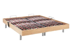 Sommier électrique de relaxation déco 2x78 plots - 2 x 90 x 200 cm - Chêne naturel - NAFURI de YSMÉE